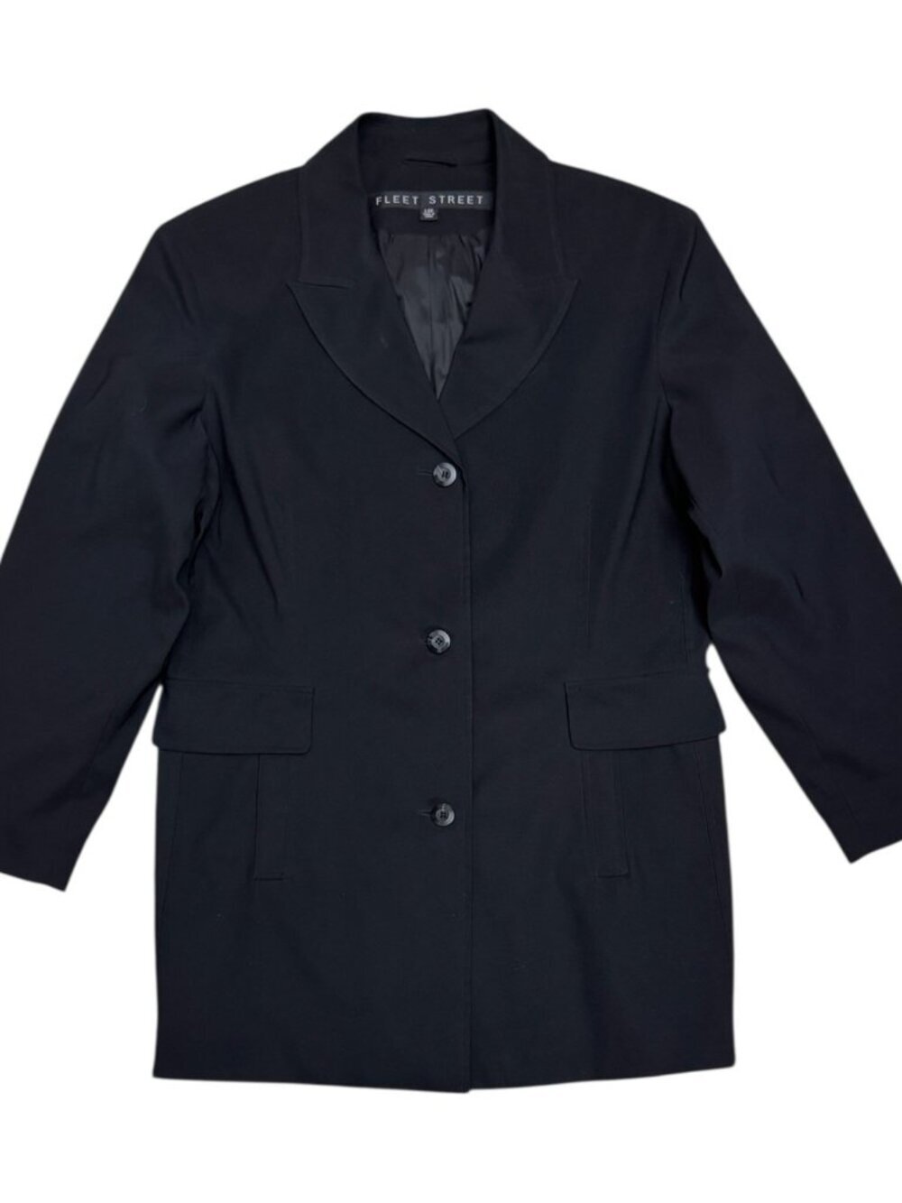 FLEET STREET Black Vintage Retro Long Trench Business Jacket Coat Womens Large
